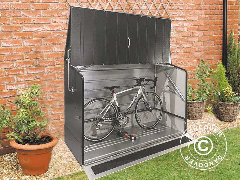 Aufbewahrungsbox für Fahrräder mit Rampe, Protect-a-Cycle, Trimetals, 1,96x0,89x1,33m, 1,74m², Anthrazit