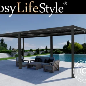 Bioklimatische Pergola Pavillon San Pablo Alu+, 3x3m, Schwarz, 2 Stk.